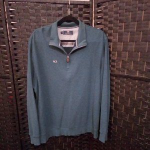 Vineyard Vines Men's Blue Cotton Long Sleeve High Neck Sweater Size Large Zip-up